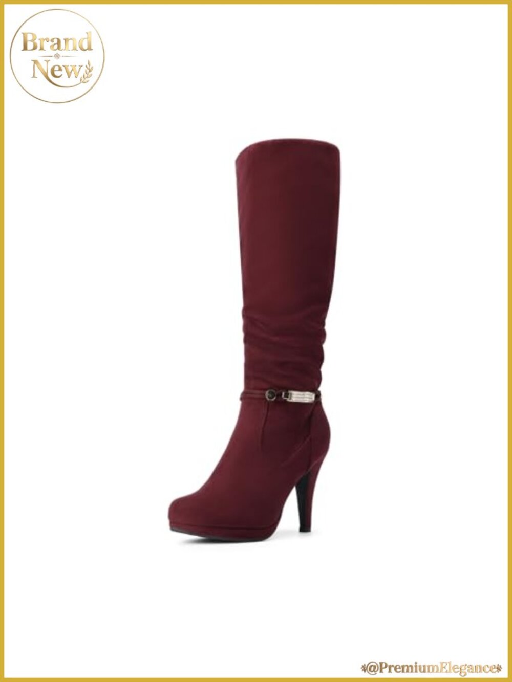Women's Stiletto Platform Knee High Boots Faux Suede Faux Fur Lined 4-Inch Heel